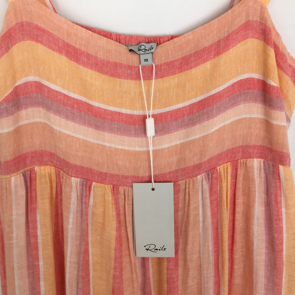 Rails Sadie Dress NEW in Azalea Stripe Peach Pink Linen Blend Women’s Size XS - Picture 10 of 16